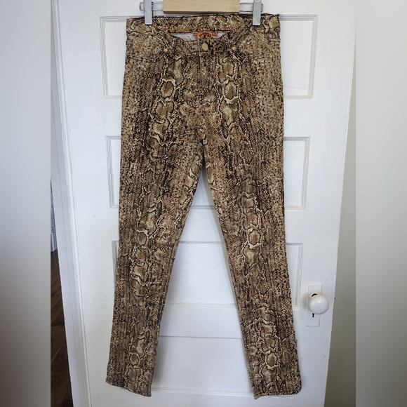 TORY BURCH SUPER SKINNY BROWN SNAKE PRINT JEANS SIZE 29 - Picture 2 of 16